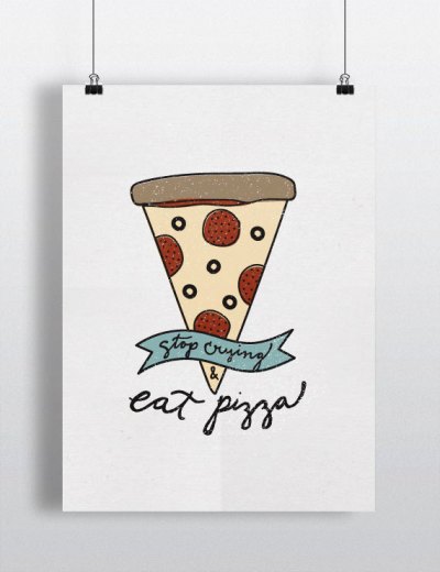 stop crying pizza print